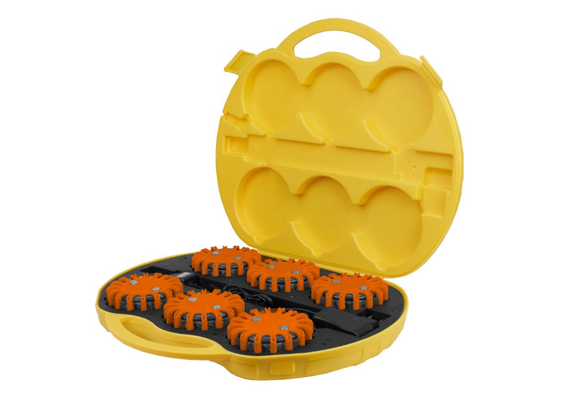 Koffer mit 6 Leuchtbaken SPIRALED Orange
